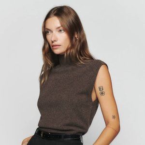 Reformation Cashmere Sleeveless Turtleneck Sweater